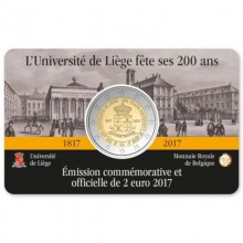 Belgija 2017 2 euro proginė moneta kortelėje - Lježo universiteto įkūrimo 200-metis (BU)