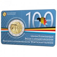 Belgium 2021 2 euro coincard - 100 Years of Economic Union Belgium-Luxembourg (BU)