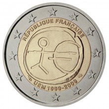 Prancūzija 2009 2 euro proginė moneta - Ekonominės ir pinigų sąjungos 10-metis (EMU)