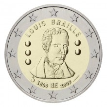 Belgium 2009 2 euro in box - 200th anniversary of the birth of Louis Braille (PROOF)