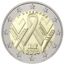 France 2014 2 euro coin - World AIDS day