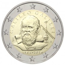 Italy 2014 2 euro coin - 450th anniversary of the birth of Galileo Galilei