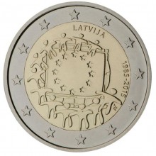 Latvia 2015 2 euro coin - 30th anniversary European flag