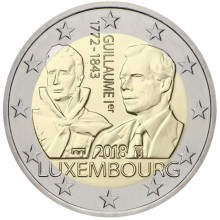 Liuksemburgas 2018 2 euro proginė moneta - Didžiojo kunigaikščio Guillaume I mirties 175-metis (BU)