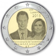 Liuksemburgas 2015 2 euro proginė moneta kortelėje - Didžiojo kunigaikščio Henri įžengimas į sostą (holograma) (BU)