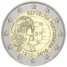 Portugalija 2010 2 eurų proginė moneta - Portugalijos respublikos 100-metis