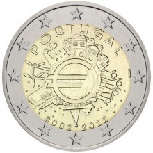 Portugalija 2012 2 eurų proginė moneta - 10 metų eurui (TYE)