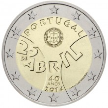 Portugalija 2014 2 euro proginė moneta - Balandžio 25 revoliucijos 40-metis
