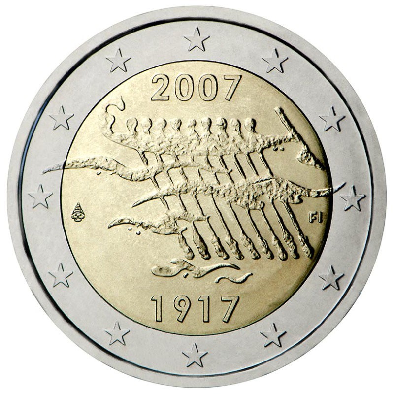 Suomija 2007 2 eurų proginė moneta - Suomijos nepriklausomybės 90-metis