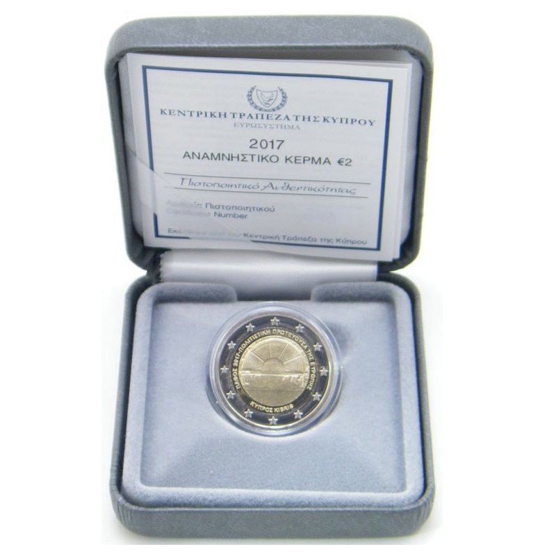 Kipras 2017 2 eurų proginė moneta bankinėje dėžutėje - Pafas-Europos kultūros sostinė (PROOF)