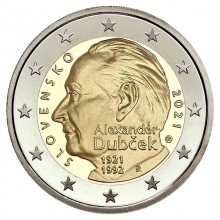 Slovakia 2021 2 euro coin - Alexander Dubček