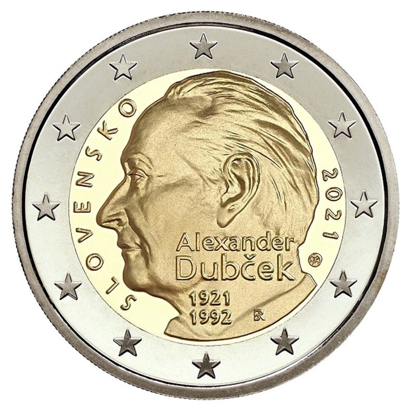 Slovakija 2021 2 eurų proginė moneta Alexander Dubček
