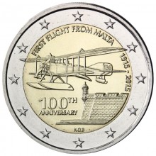 Malta 2015 2 euro coin - First flight from Malta