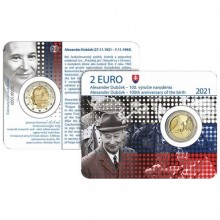 Slovakija 2021 2 eurų proginė moneta - Alexander Dubček (BU)