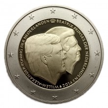 Nyderlandai 2014 2 euro proginė moneta dėžutėje - Oficialus atsisveikinimas su buvusia karaliene Beatriče (PROOF)