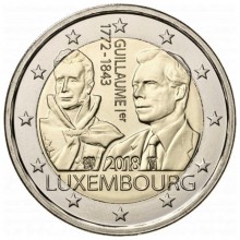 Liuksemburgas 2018 2 eurų proginė moneta - Didžiojo kunigaikščio Guillaume I mirties 175-metis