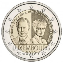 Liuksemburgas 2019 2 eurų proginė moneta - Didžiosios kunigaikštienės Charlotte karūnavimo 100-metis (BU)
