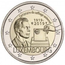 Liuksemburgas 2019 2 eurų proginė moneta - Visuotinė rinkimų teisė
