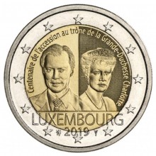 Liuksemburgas 2019 2 euro proginė moneta - Didžiosios kunigaikštienės Charlotte karūnavimo 100-metis