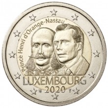Liuksemburgas 2020 2 eurų proginė moneta - Princas W. F. Henri