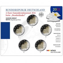 Vokietija 2021 2 eurų proginė moneta - Saksonija-Anhaltas A-D-F-G-J (BU)