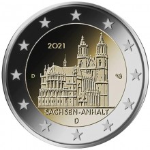 Vokietija 2021 2 euro proginės monetos - Saksonija-Anhaltas A-D-F-G-J (BU)