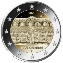 Vokietija 2020 2 euro proginės monetos kortelėje - Brandenburgas A-D-F-G-J (BU)