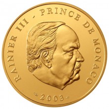 Monakas 2003 100 euro kolekcinė auksinė moneta dėžutėje - Rainier III (PROOF)