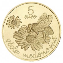 Slovakia 2021 5 euro coin - Honey Bee