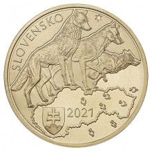 Slovakia 2021 5 euro coin - Wolf obverse