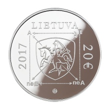Lietuva 2017 20 eurų sidabrinė moneta Algirdas Julius Greimas aversas