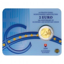 Slovakia 2009 2 euro coin 10th anniversary of the Economic and Monetary Union in coincard