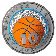 Italy 2021 10 euro silver coloured coin - 100 years of the Italian Basketball Federation