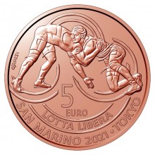 San Marinas 2021 5 eurų kolekcinė moneta - Pergalė laisvosiose imtynėse Tokijuje (BU)