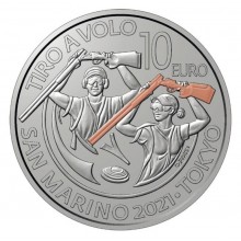 San Marino 2021 10 euro silver coin - Victory in skeet shooting in Tokyo (BU)