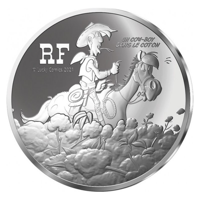 Prancūzija 2021 10 eurų sidabrinė moneta - Lucky Luke aversas