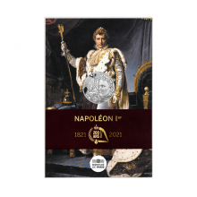 France 2021 10 eurų sidabrinė moneta Napoleonas Bonapartas kortelėje