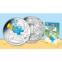 France 2020 10 euro silver coloured coin - Musician Smurf (BU)