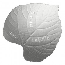 Latvia 2020 5 euro silver coin - Linden leaf averse