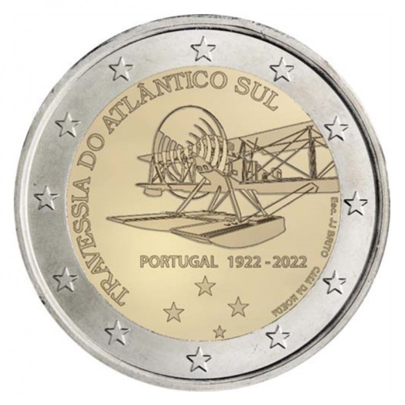Portugal 2022 2 euro - Crossing of South Atlantic Ocean by air