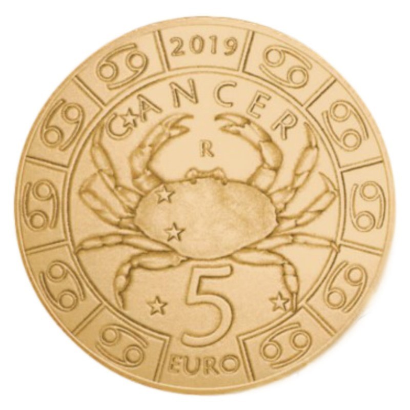 San Marinas 2019 5 eurų moneta - Vėžys aversas