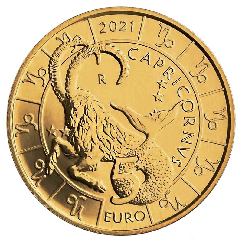 San Marinas 2021 5 eurų moneta - Ožiaragis aversas