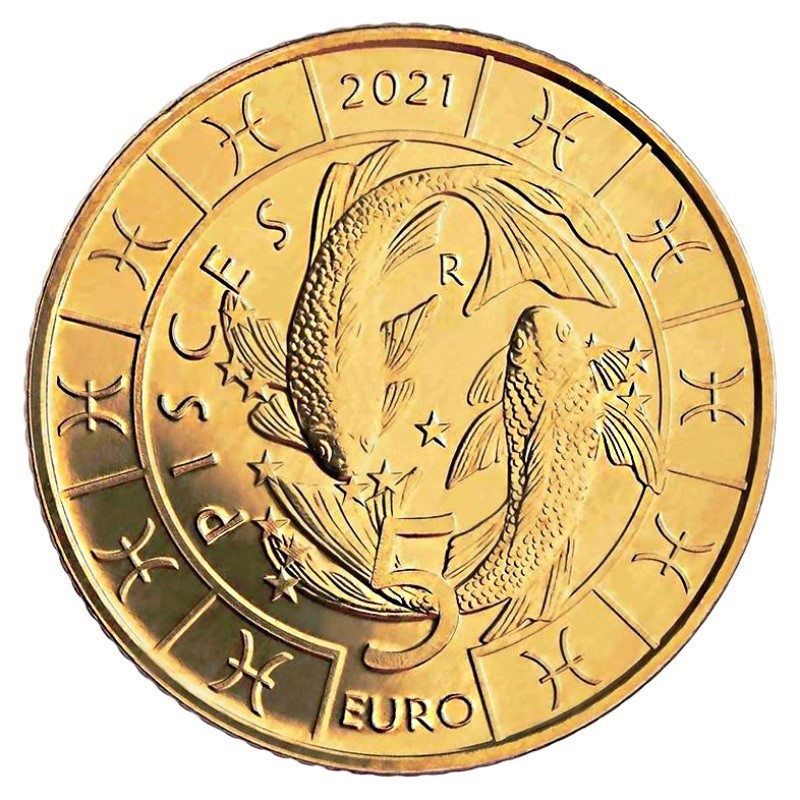 San Marino 2021 5 euro coin - Pisces (obverse)