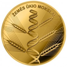 Lietuva 2020 5 euro auksinė moneta dėžutėje - Žemės ūkio mokslai (PROOF)
