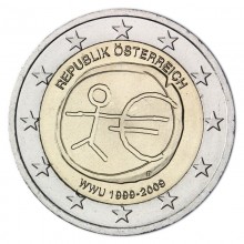 Austrija 2009 2 euro proginė moneta - Ekonominės ir pinigų sąjungos 10-metis (EMU)