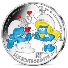 Prancūzija 2020 50 euro sidabrinė spalvota moneta - Įsimylėjęs Smurfas (BU)