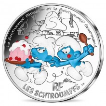 Prancūzija 2020 50 euro sidabrinė spalvota moneta - Smurfas gurmanas (BU)