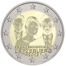 Liuksemburgas 2012 2 eurų proginė moneta - Didžiojo kunigaikščio Guillaume sutuoktuvės su grafaite de Lannoy
