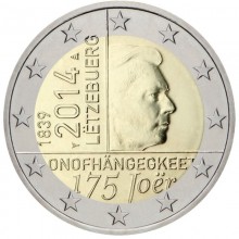 Liuksemburgas 2014 2 euro proginė moneta - Didžiosios kunigaikštystės nepriklausomybės 175-metis