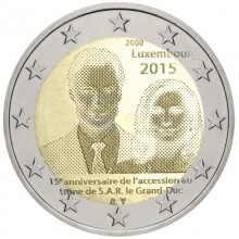Liuksemburgas 2015 2 euro proginė moneta - Didžiojo kunigaikščio Henri įžengimas į sostą (holograma)